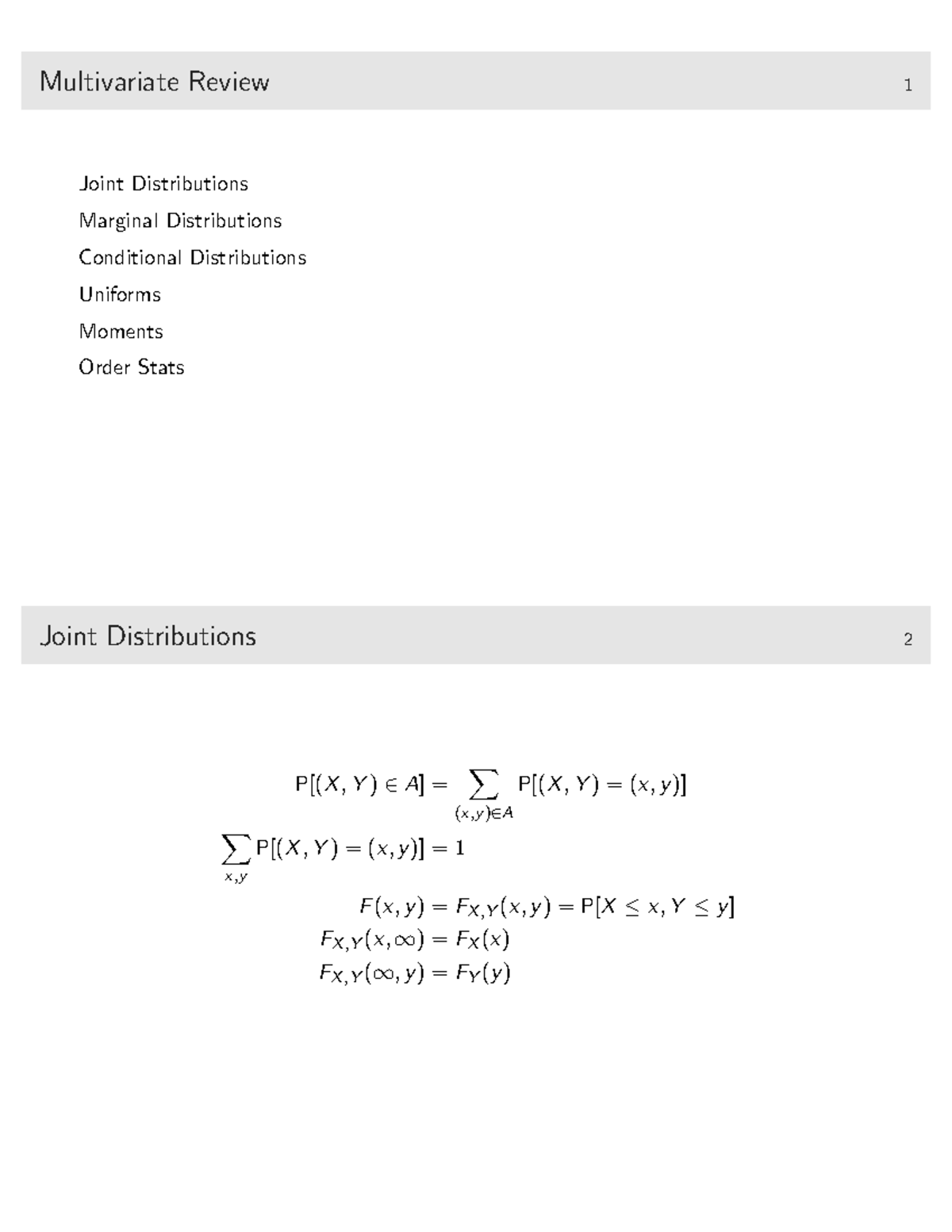 C41 Handout: Multivariate Review on Joint & Conditional Distributions ...