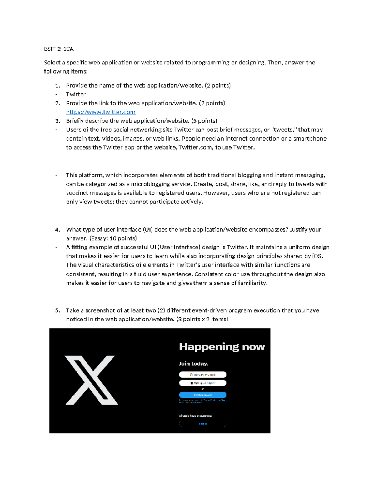 BSIT 2-1CA - Activity 1: Web App Analysis of Twitter - Studocu