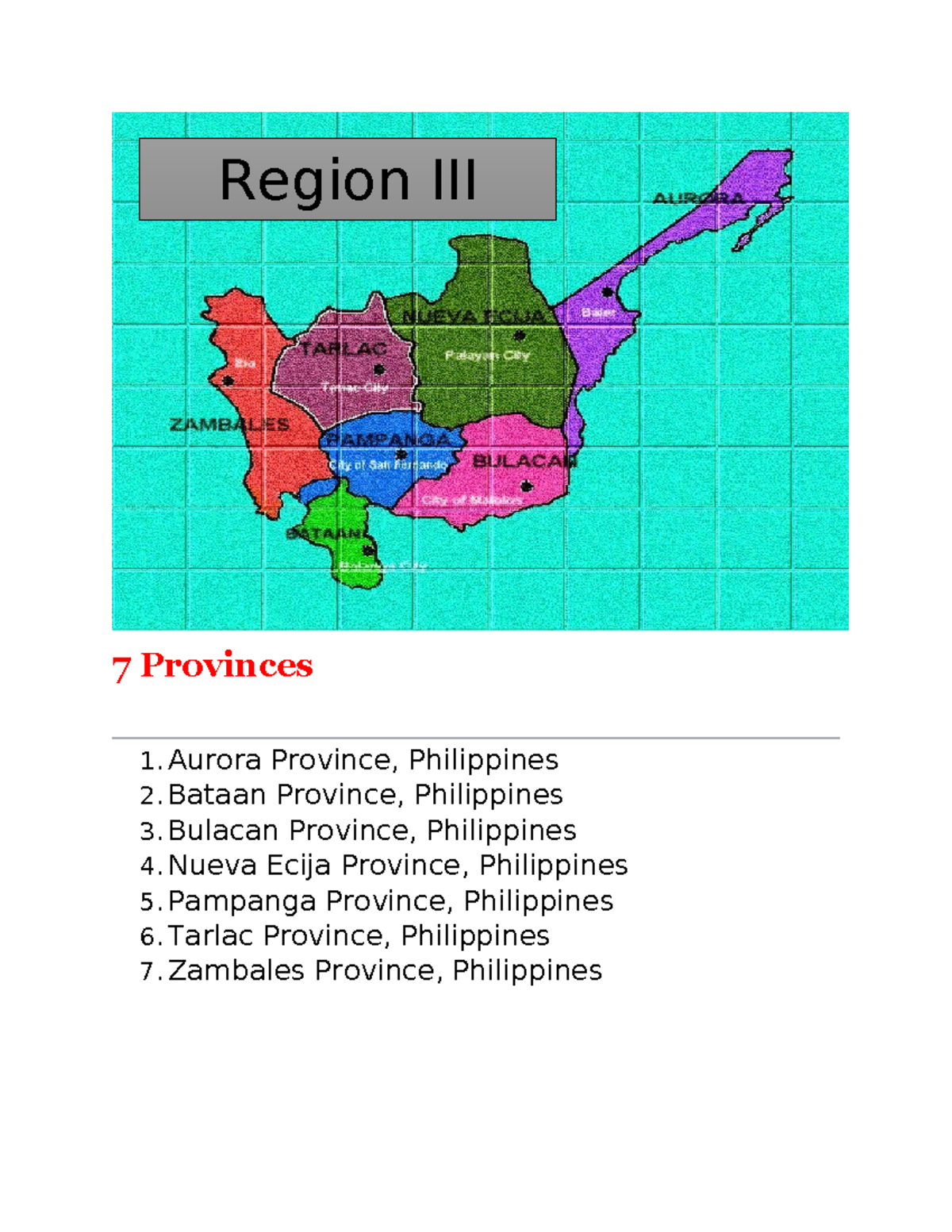 Philippine Map Region 3