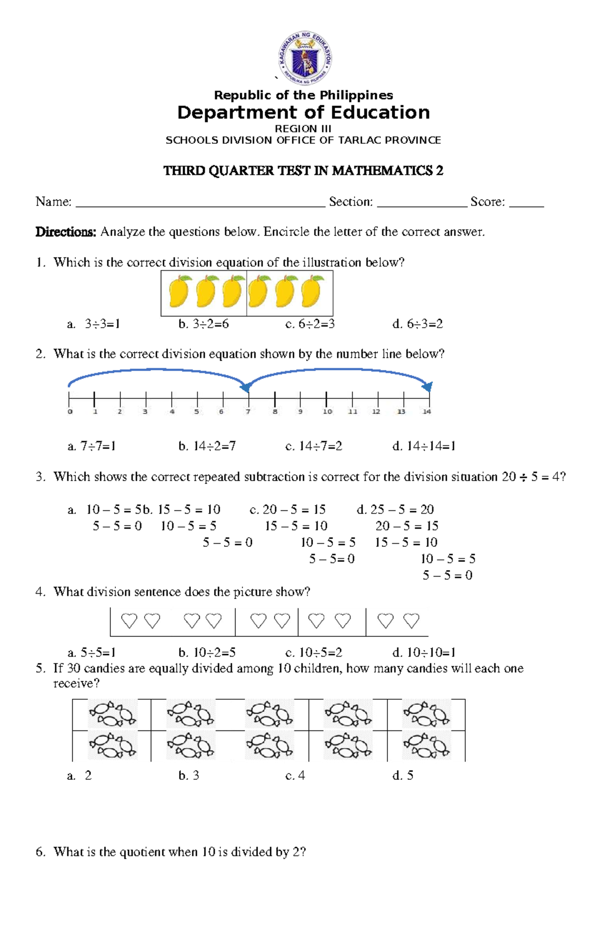 Q3 Math 2 Eng - Practice Test Questions and Answers - Studocu