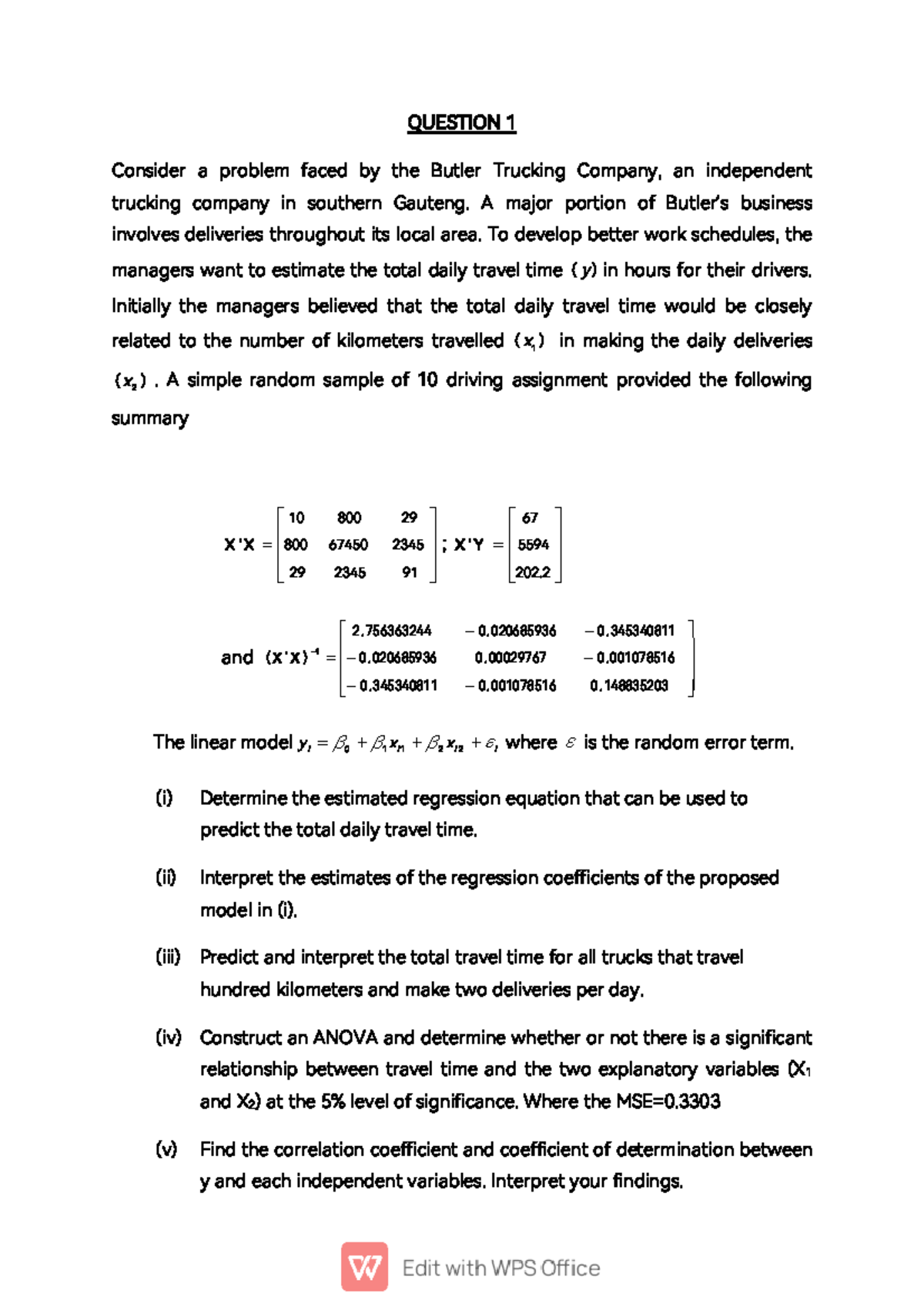 Tutorial 3 SSTB031: Regression Analysis and ANOVA for Trucking & Salary ...