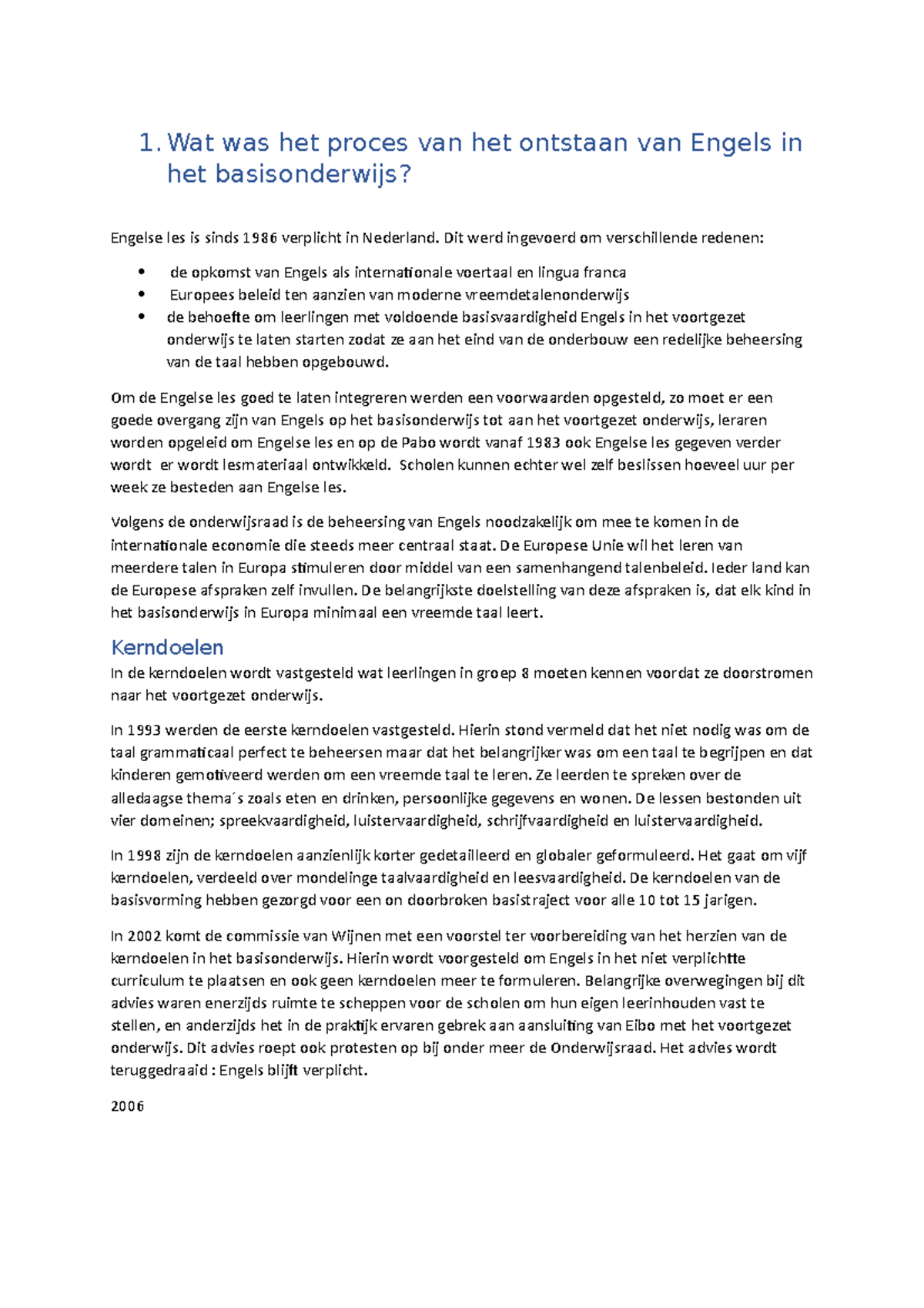Verslag Profielwerkstuk: Het Proces van Engels in het Basisonderwijs ...