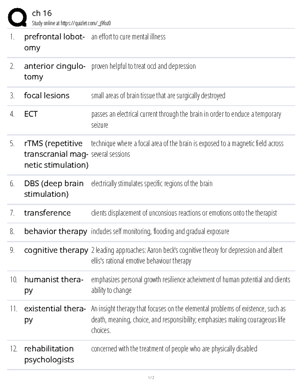 Chapter 16: Mental Health Treatments Overview - Studocu