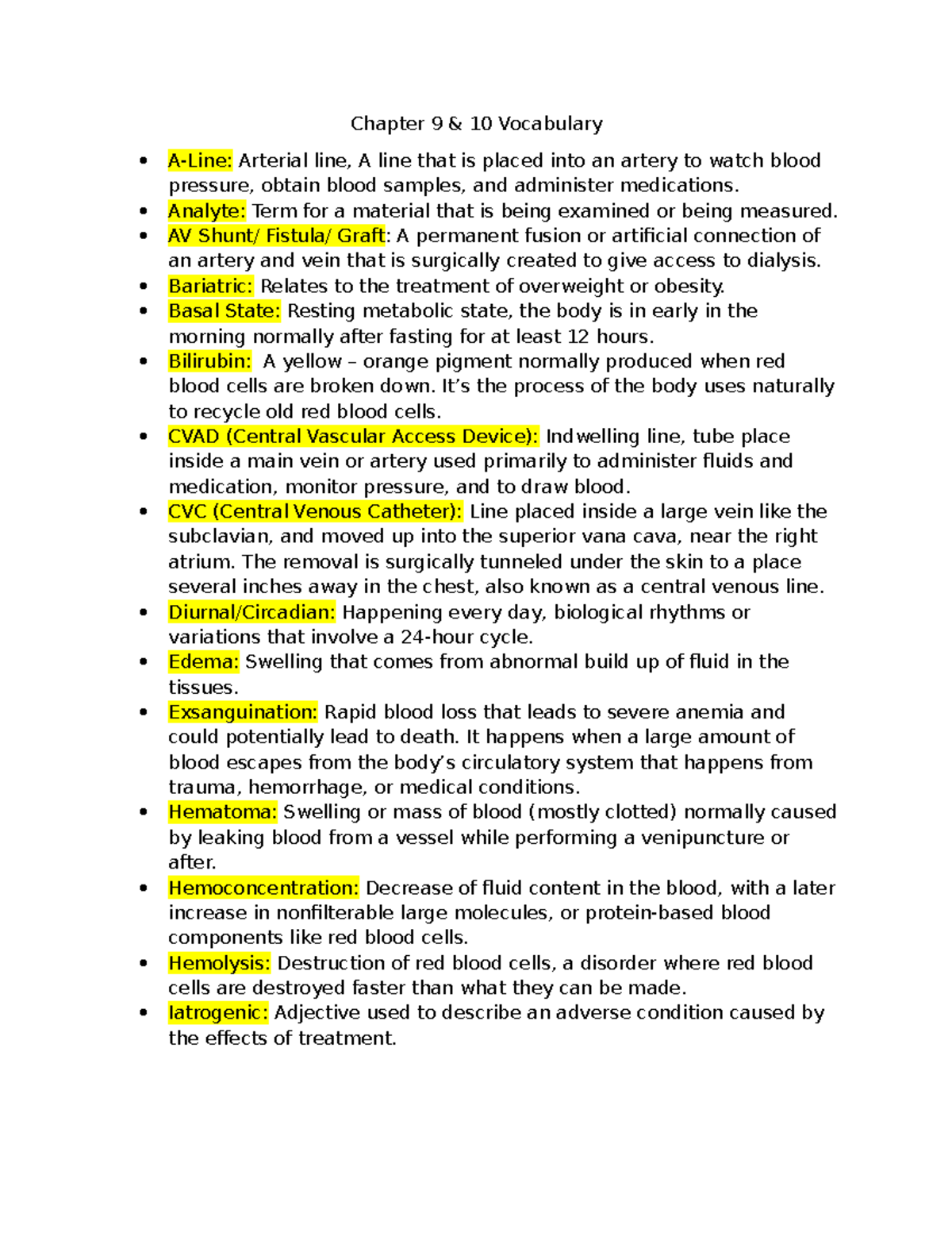 Chapter 9 & 10 Vocabulary: Key Terms in Medical Terminology - Studocu