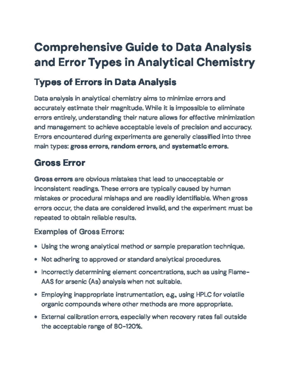 Comprehensive Guide to Data Analysis & Error Types in Analytical ...