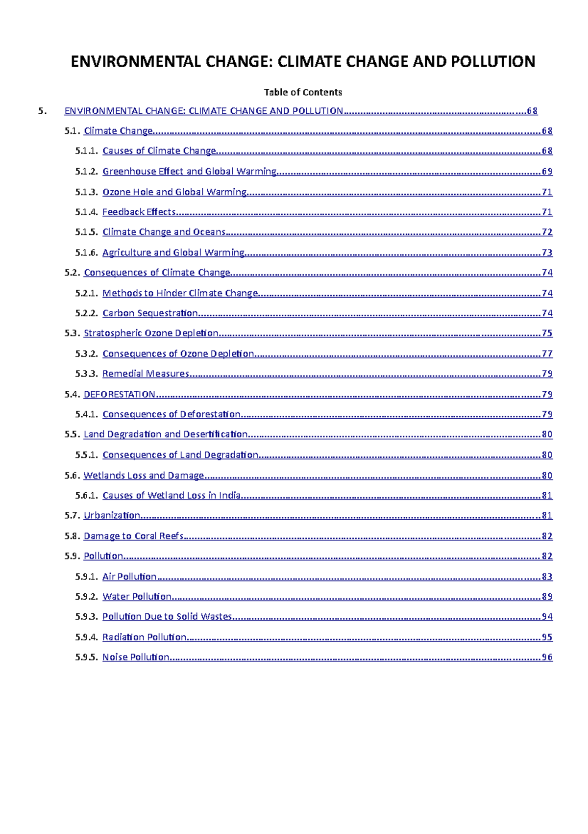 Chapter 3: Climate Change and Pollution Overview & Impacts - Studocu