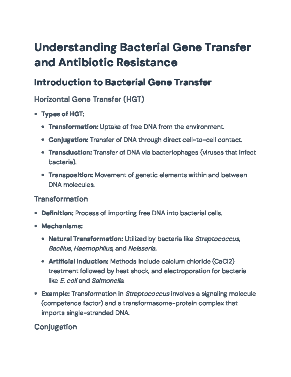 Understanding Bacterial Gene Transfer & Antibiotic Resistance (BIOL101 ...