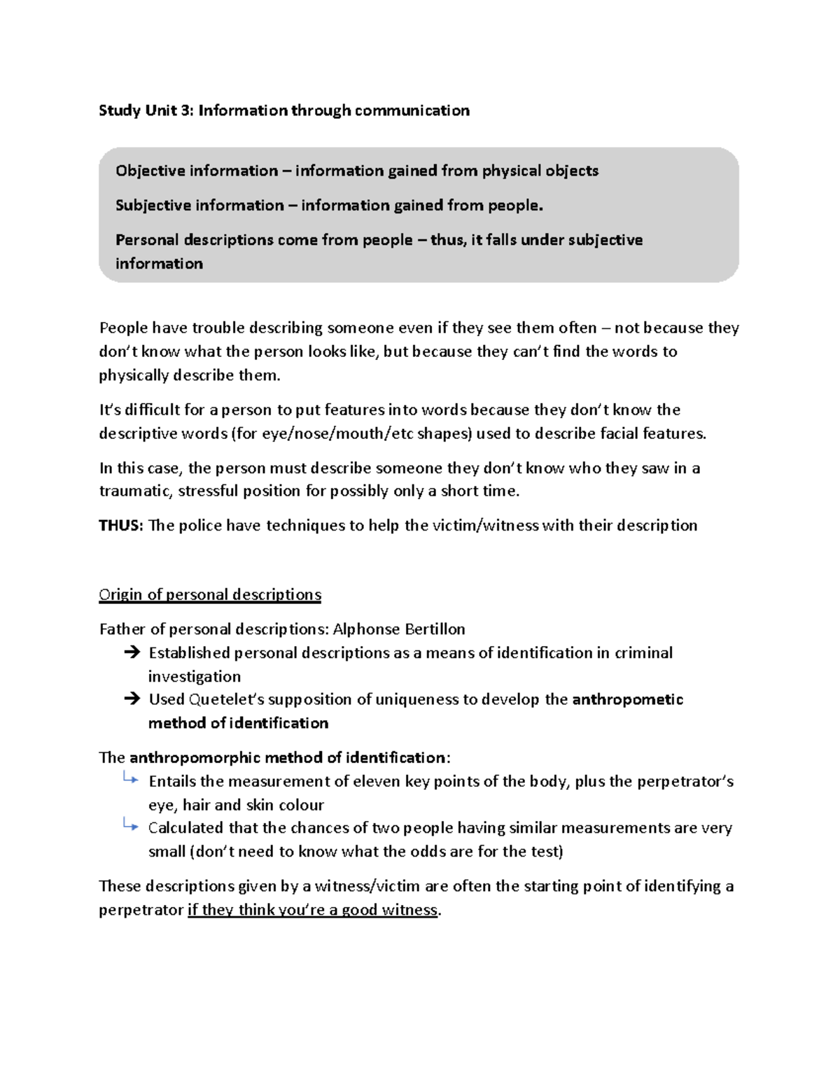 KRM210 Final Exam Unit 3 - Communication & Identification Techniques ...