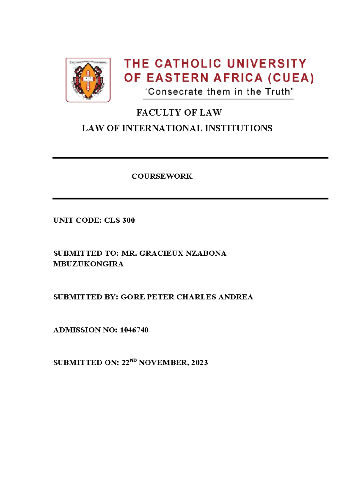 Essay Notes on CLS 300: Law of International Institutions Insights ...