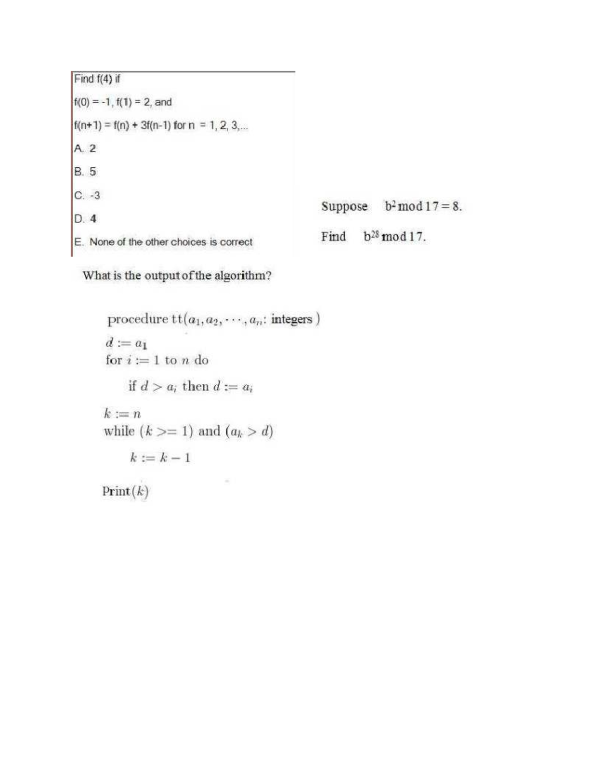 PT2 - Algorithm Outputs and Induction Proofs Analysis - Studocu