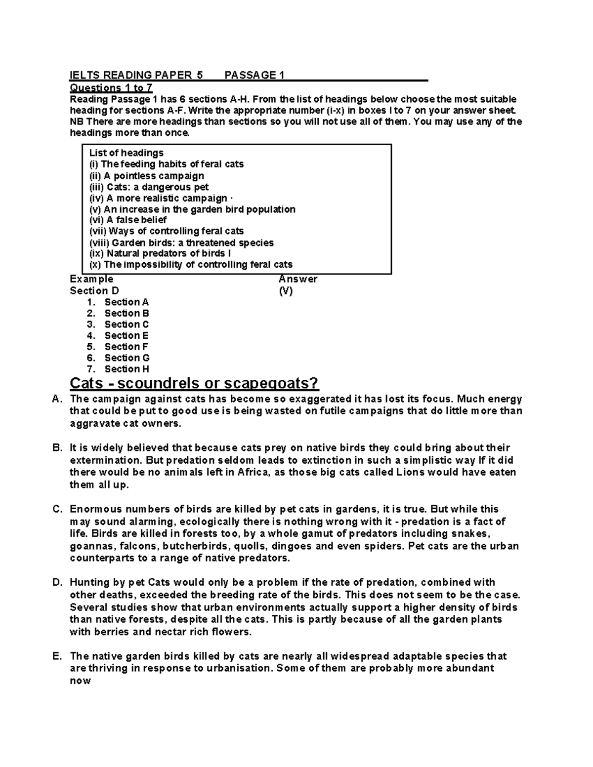 Ielts Reading Paper 5 - IELTS READING PAPER 5 PASSAGE 1 Questions 1 to ...