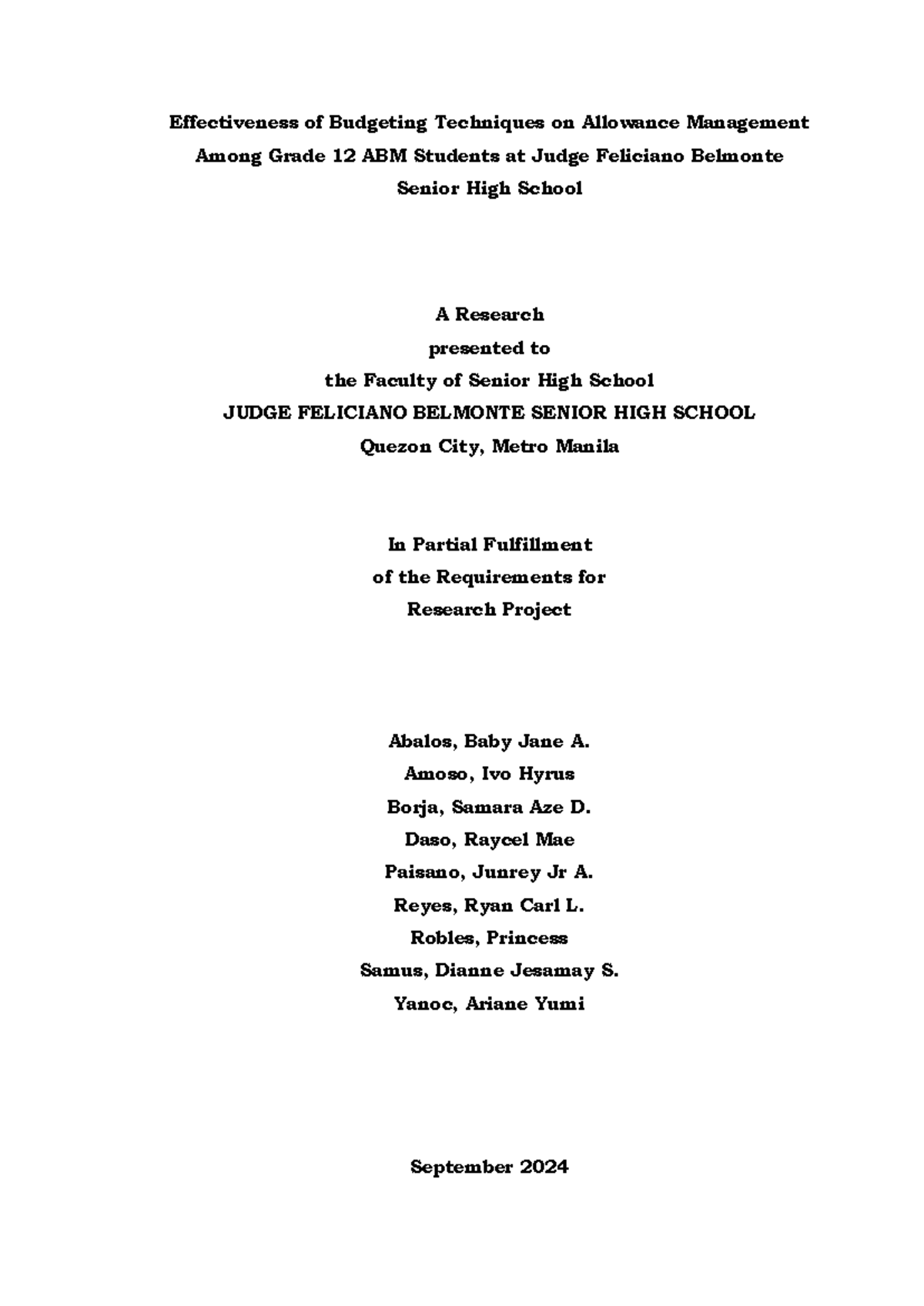PR2 - Effectiveness of Budgeting Techniques for Grade 12 ABM Students ...
