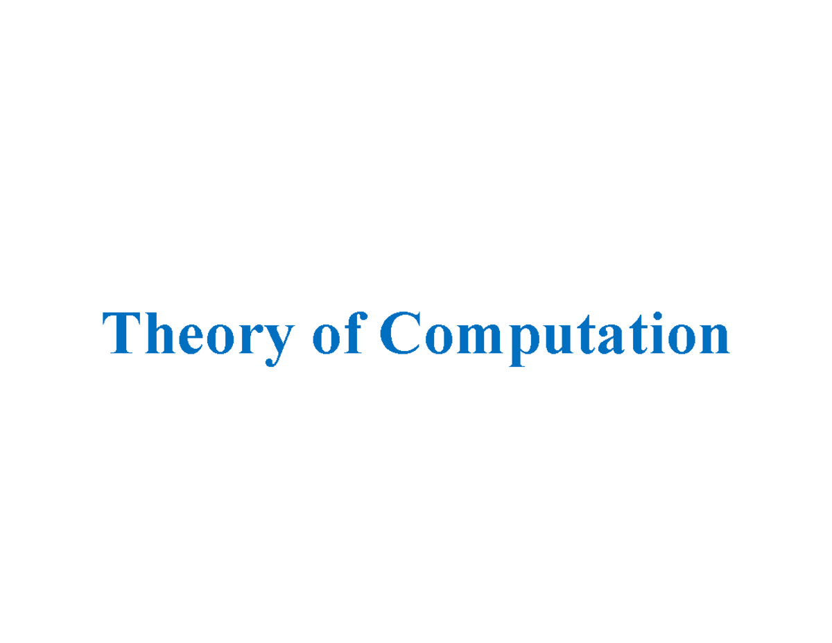 Module 5 - Lecture Notes on Theory of Computation Concepts - Studocu