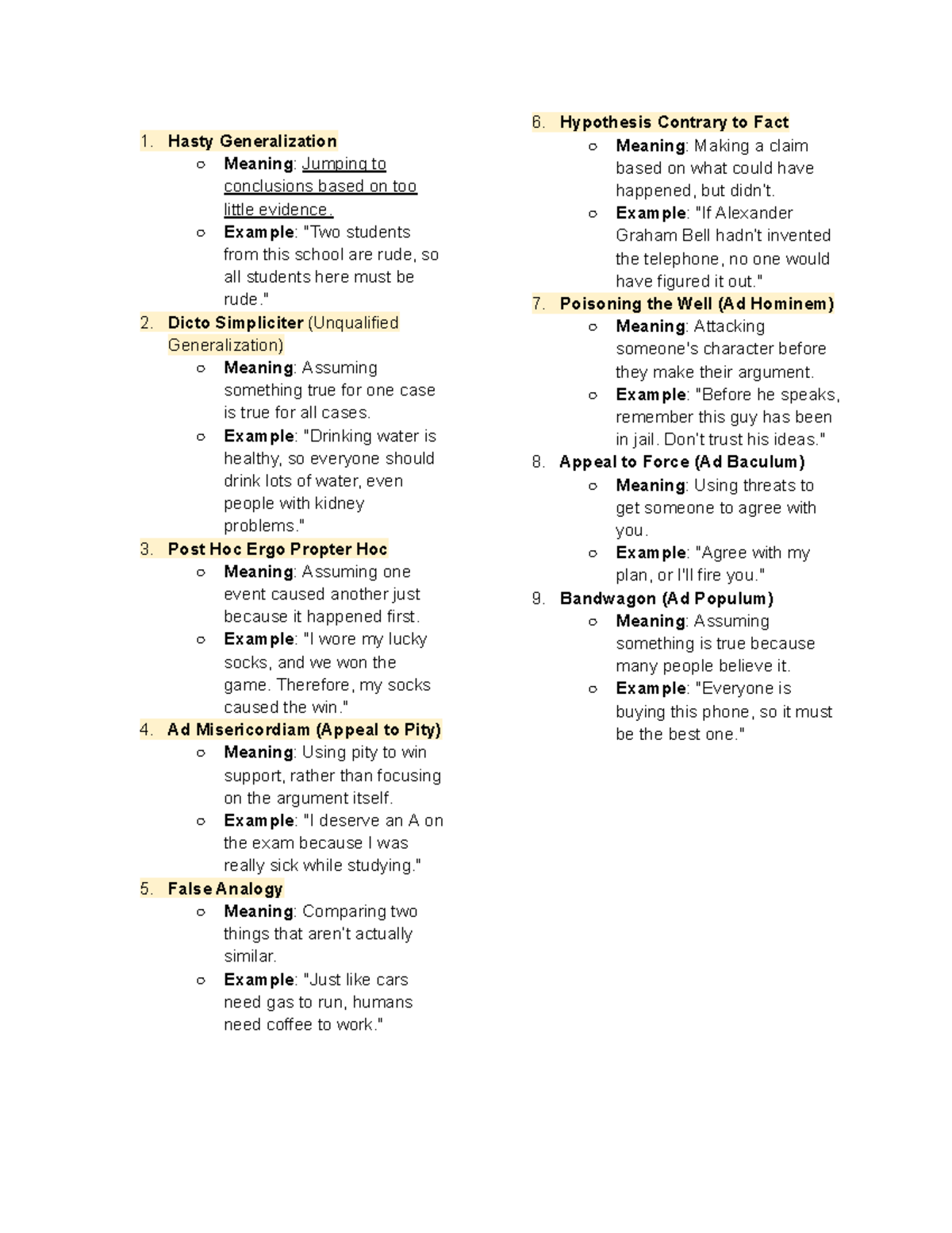 Philo Reviewer: Common Fallacies Explained and Illustrated - Studocu