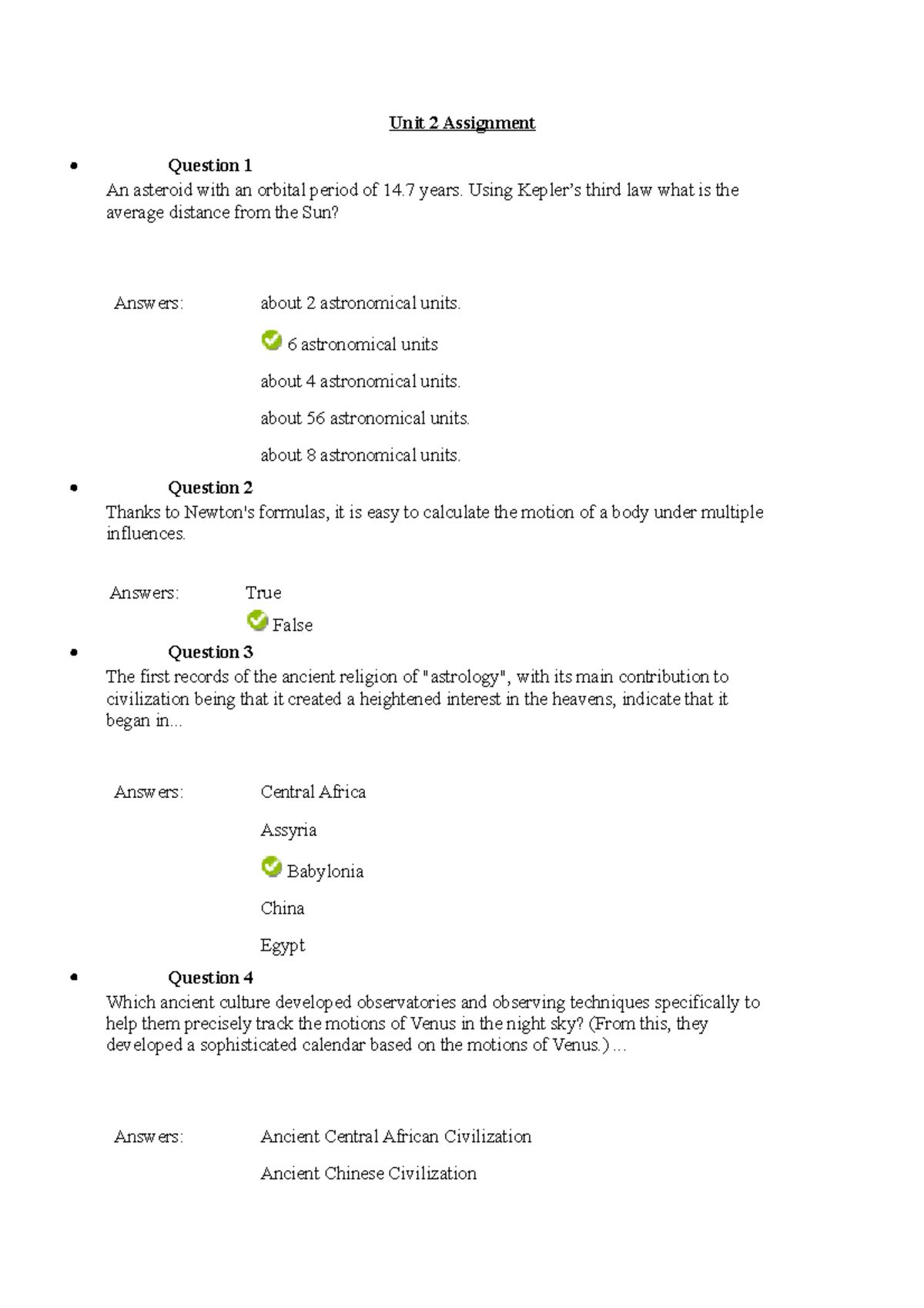 Astronomy - Unit 2 Test Review and Key Concepts Analysis - Studocu
