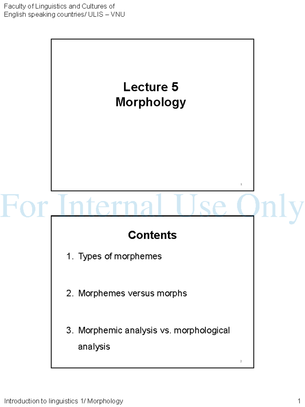 Lecture 5: Morphology 1 - Word Structure (2021) ULIS VNU - Studocu