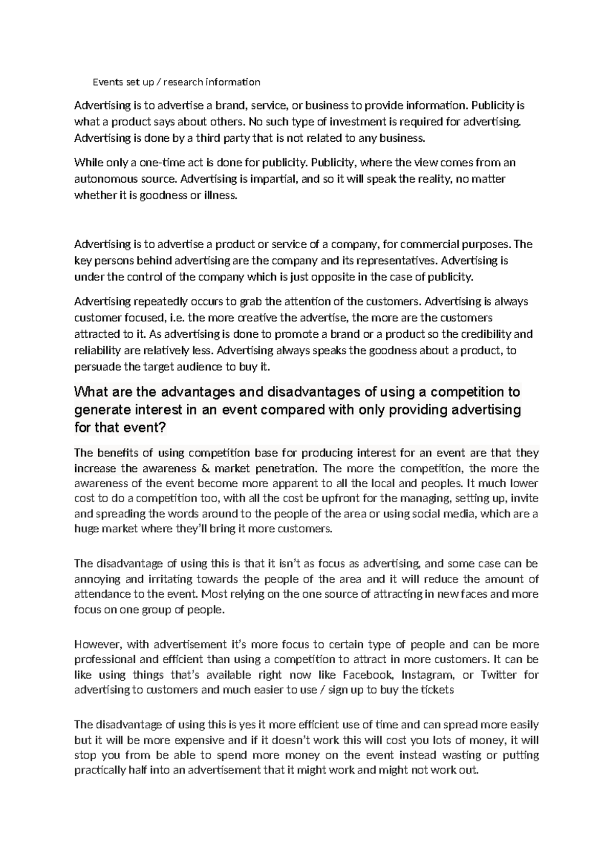 Advertising Event Analysis: Competition vs. Traditional Advertising ...