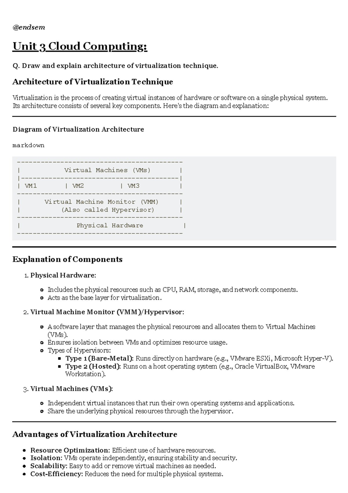 Unit 3 CC - Virtualization Techniques and Architecture Explained - Studocu