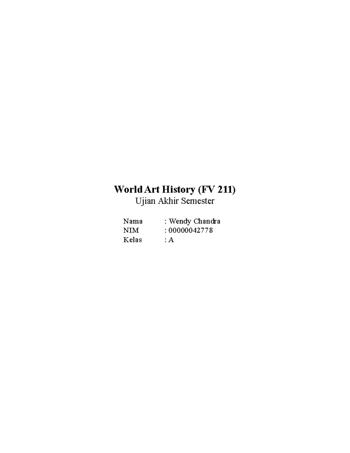 Final Exam FV211: Renaissance Art Analysis by Wendy Chandra - Studocu