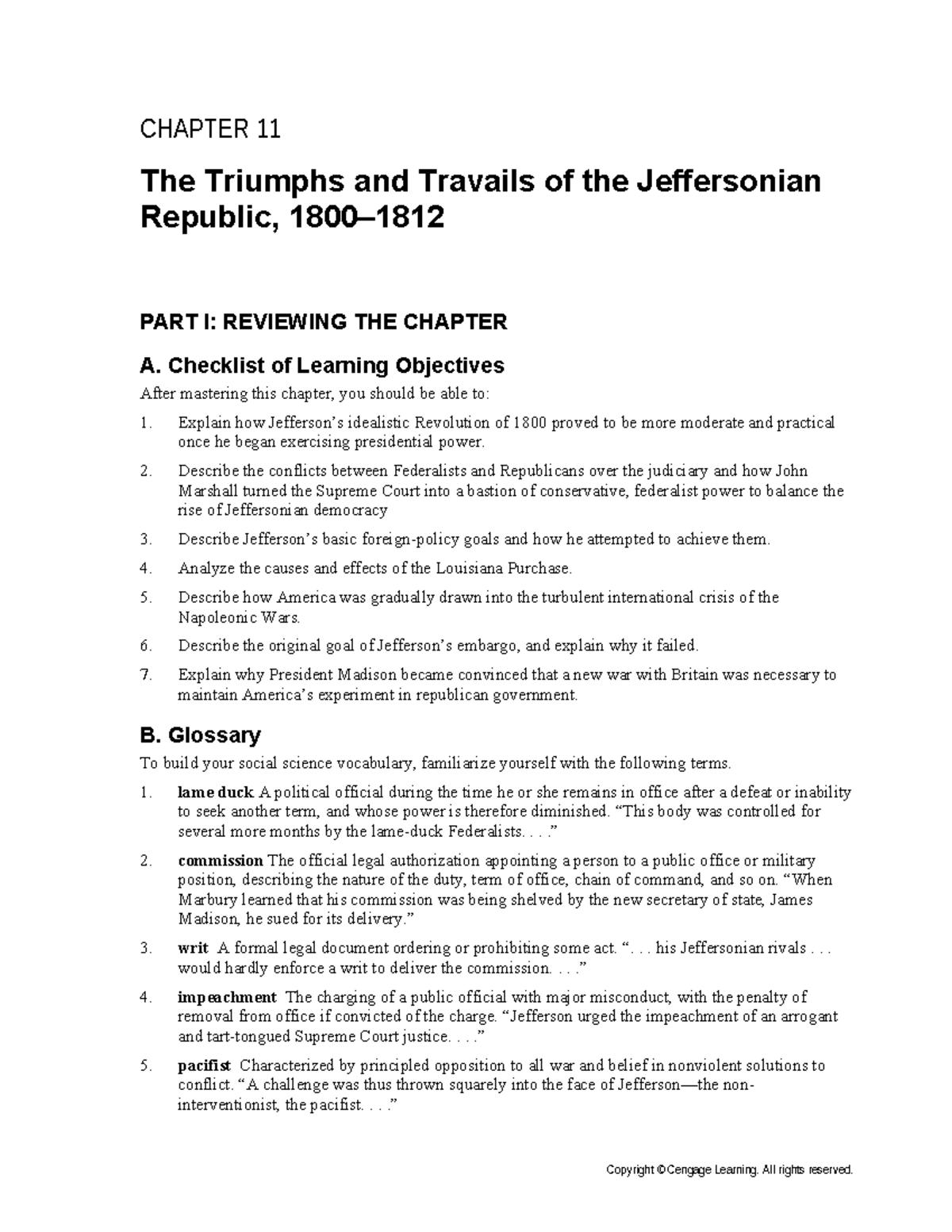 CHAPTER 11 Guided Reading: Triumphs & Trials of the Jeffersonian ...