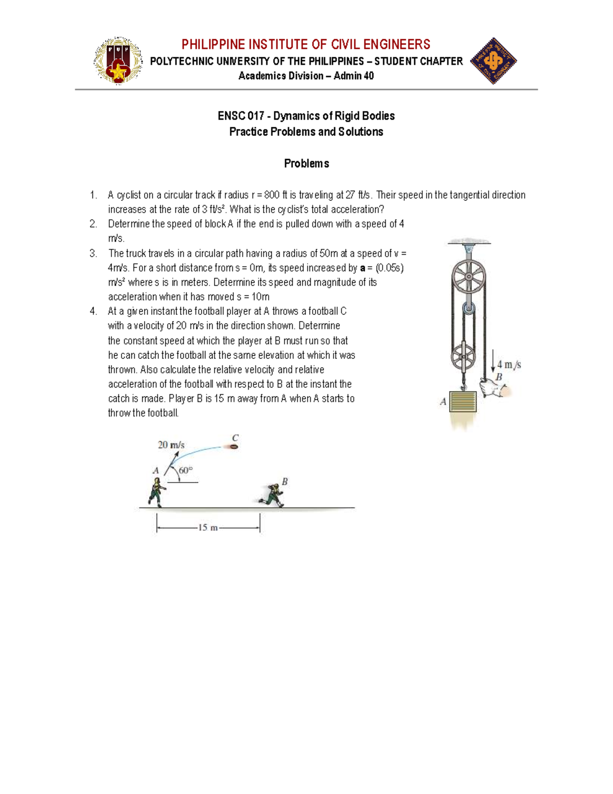 ENSC 017 Dynamics of Rigid Bodies Practice Problems & Solutions - Studocu