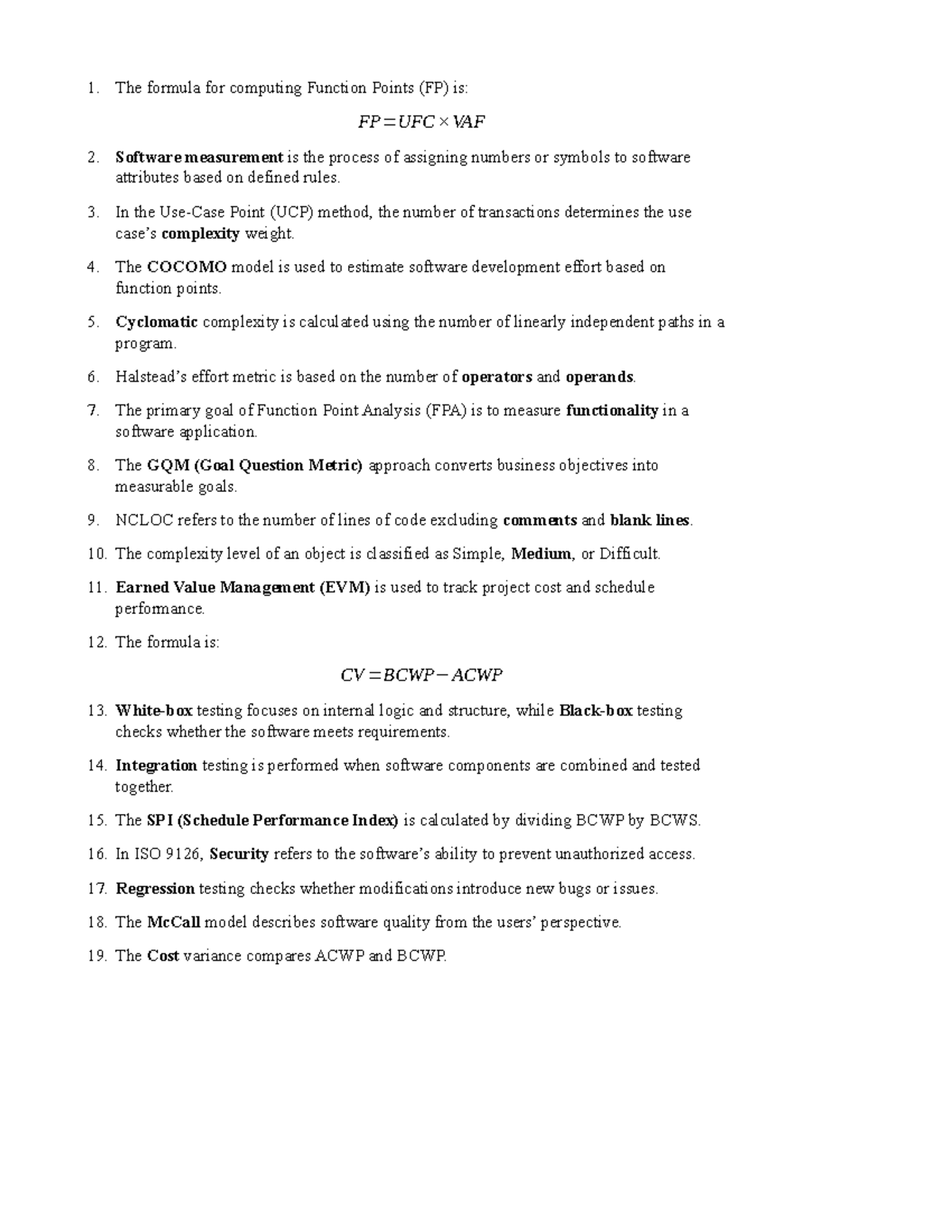 Function Point Analysis and Software Measurement Techniques (CS101 ...