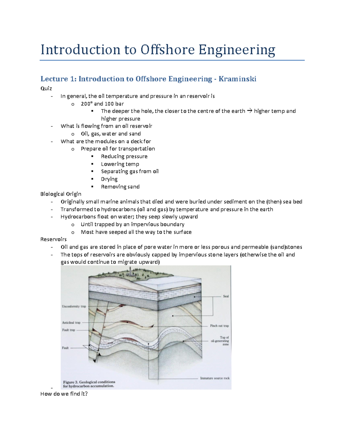 Summary of Offshore Engineering (OE4606) Lectures 1-4 Insights ...