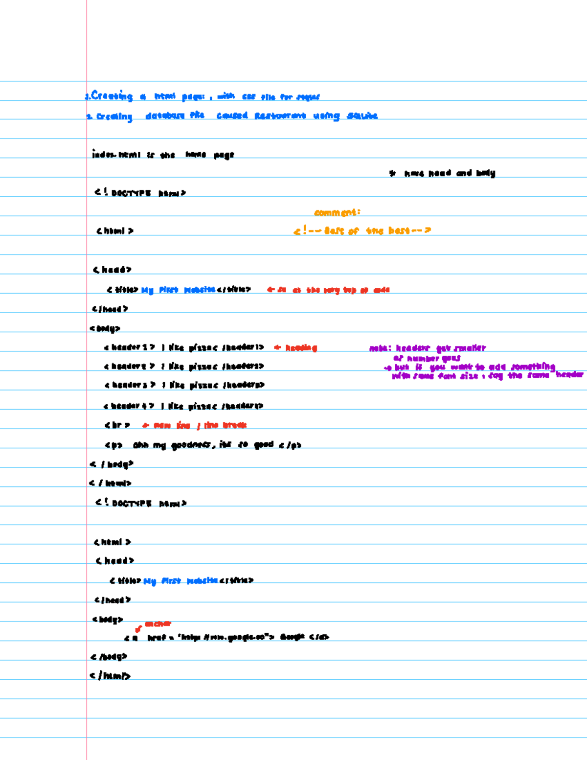 Creating a Basic HTML Page: My First Website (CS101) - Studocu