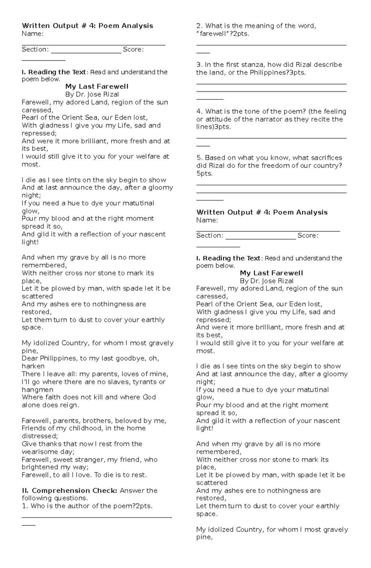 Poetry Analysis (ENG 101): 10 Essential Questions and Tone Words - Studocu