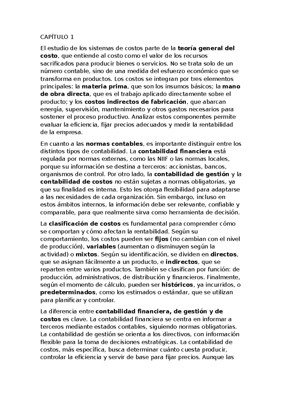 CAPÍTULO 1 Teoría del Costo y Análisis de Sistemas de Costos - Studocu