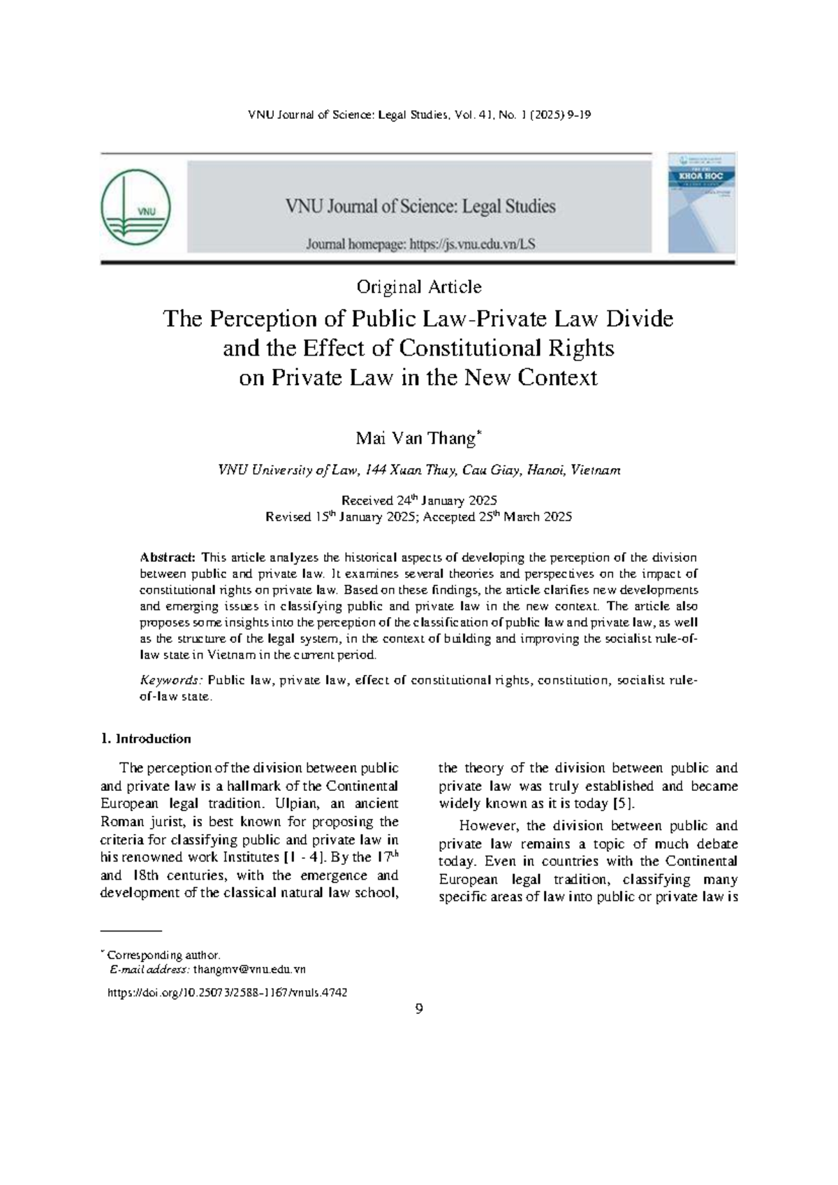 The Impact of Constitutional Rights on Private Law: VNU Legal Studies ...