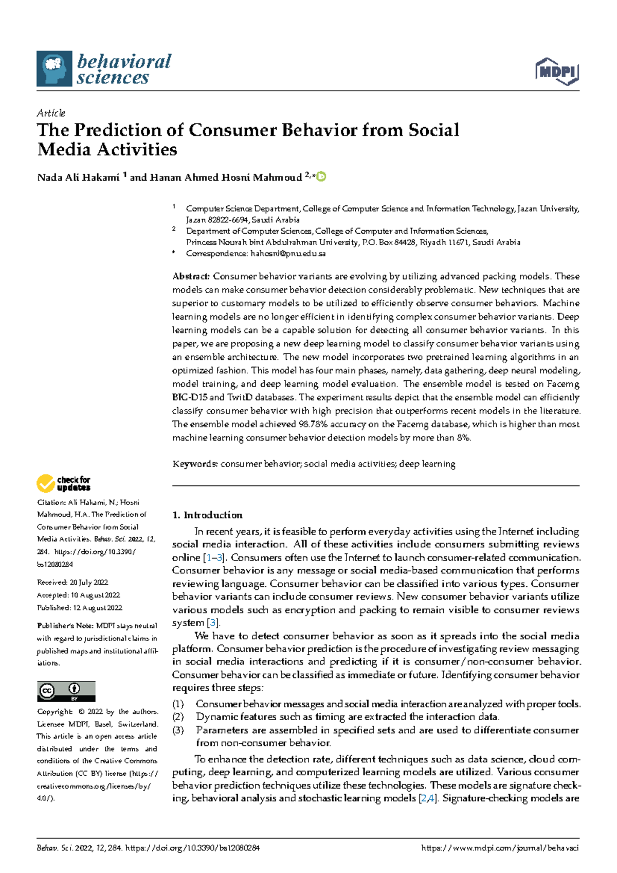 Deep Learning Models for Predicting Consumer Behavior in Social Media ...