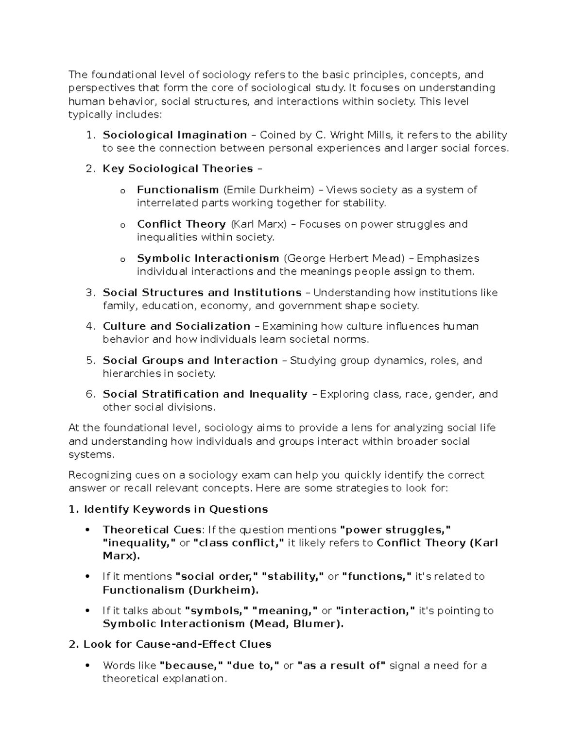 Sociology Midterm Study Template 2025: Key Concepts & Theories - Studocu