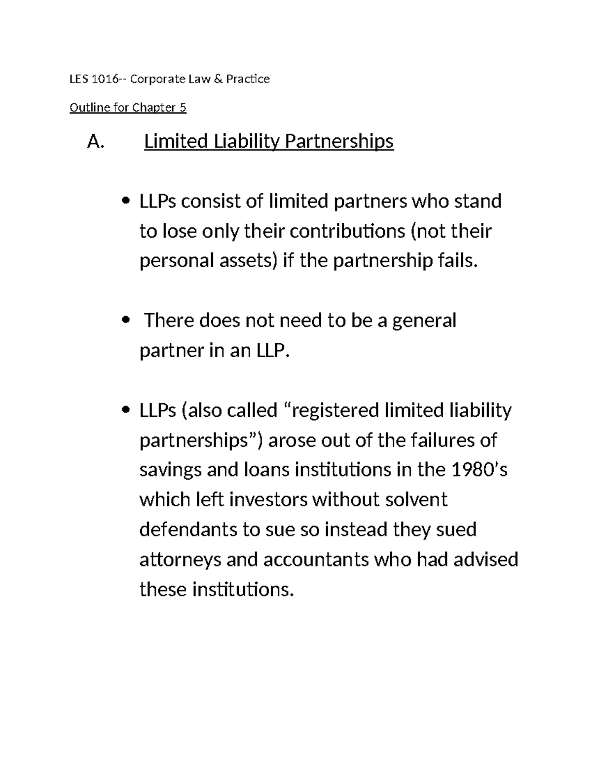 Corporate Law & Practice: Key Insights on LLPs (LES 1016) - Studocu