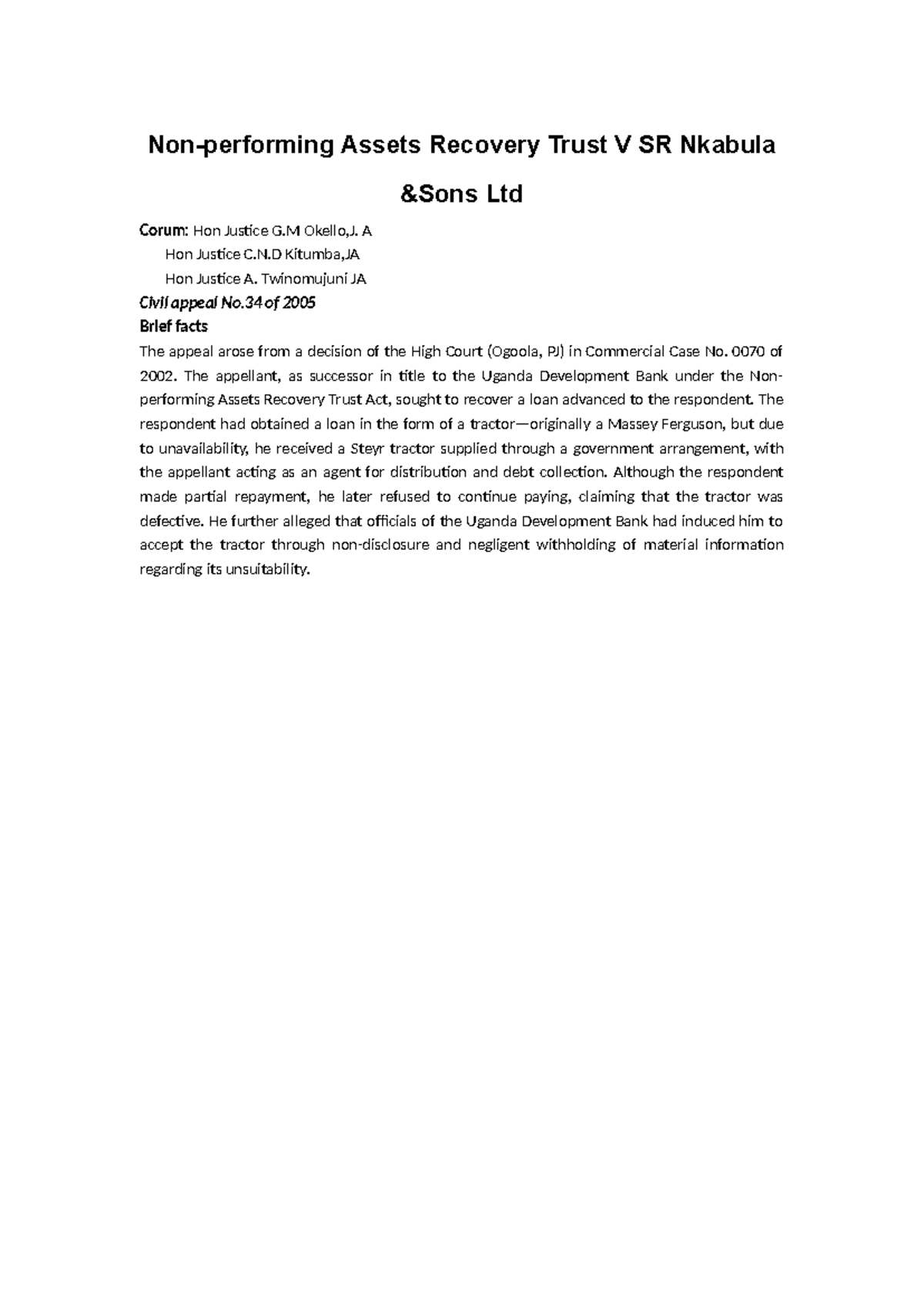 Non-Performing Assets Recovery Trust vs. SR Nkabula Ltd: Civil Appeal ...