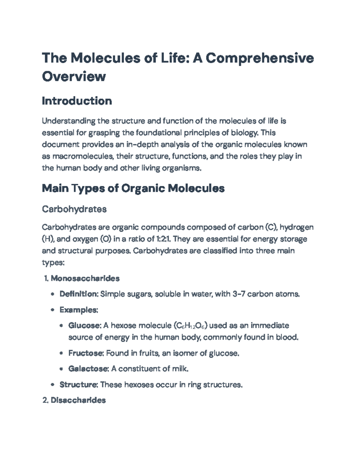 The Molecules of Life: Structure and Functions of Macromolecules - The ...