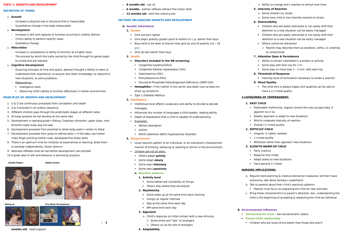 NCM 109 LEC Preliminary Growth & Development Notes - Studocu