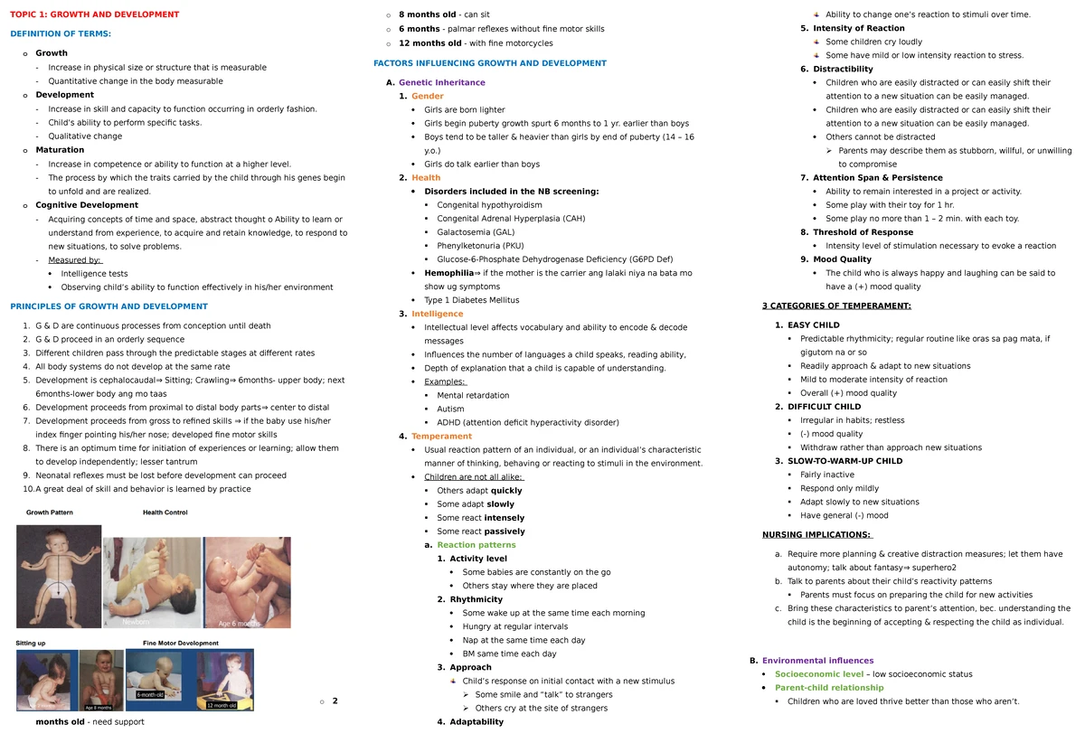 MCN 109 Newborn - Maternal and Child Nursing, introduction to growth ...