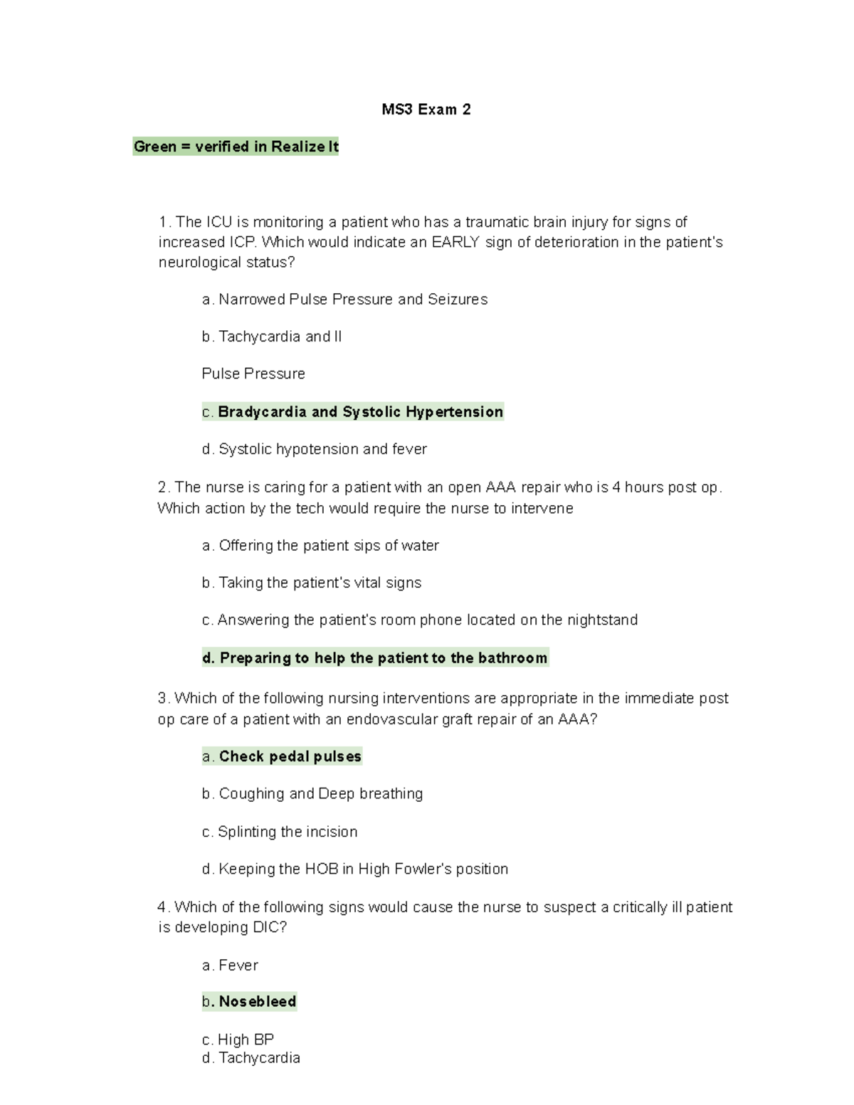 Med Surg 3 - Final Exam 2 Review and Study Notes - Studocu