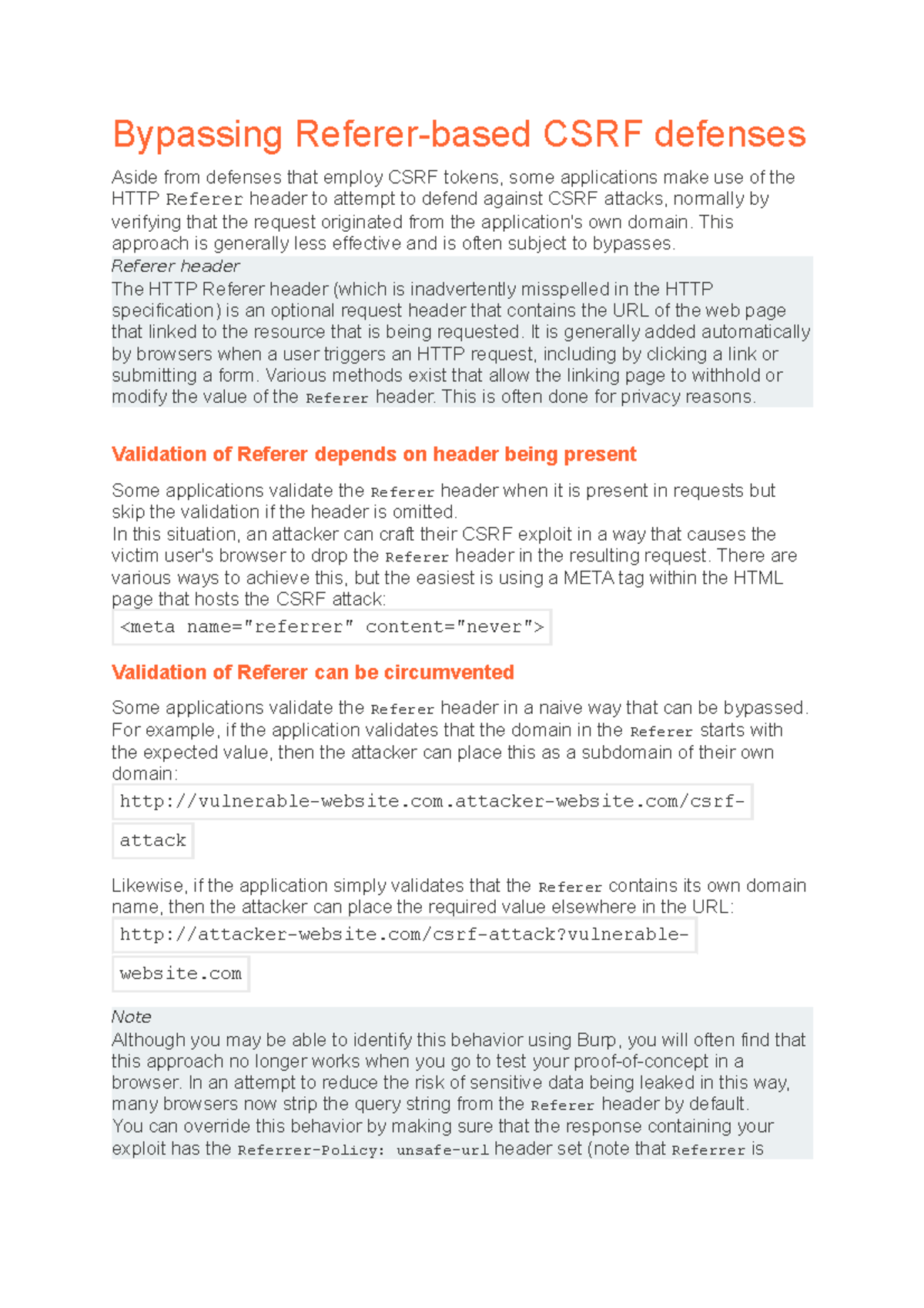 Bypassing Referer-based CSRF defenses - How to prevent CSRF ...
