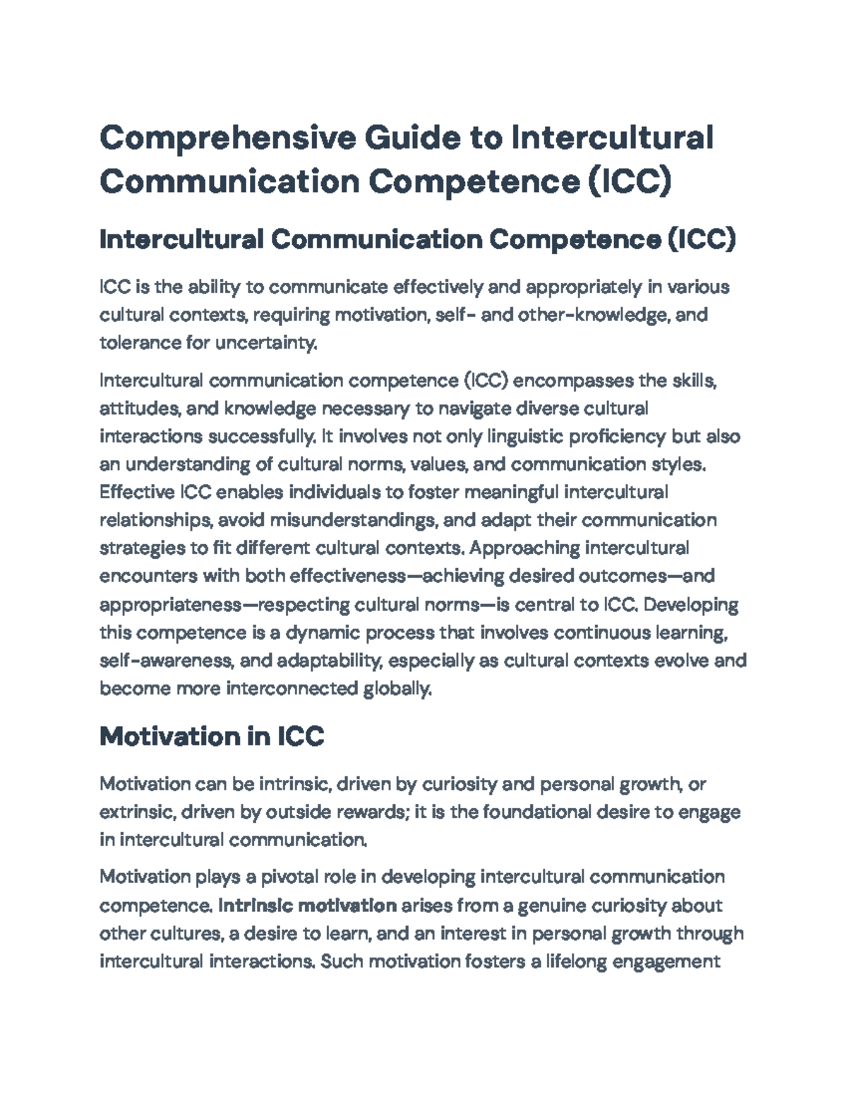 Comprehensive Overview of Intercultural Communication Competence (ICC ...