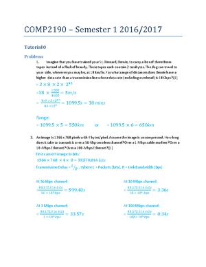 Tutorial 1 Answers - COMP2190 – Semester 1 2016/ Tutorial 1 Problems 1 ...