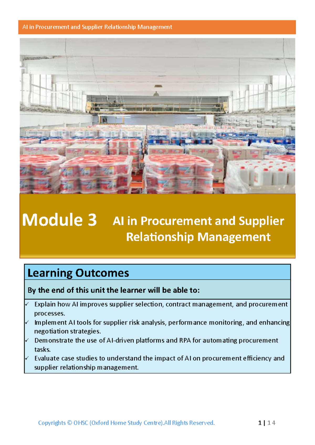 Module 3: AI in Procurement & Supplier Relationship Management Insights ...