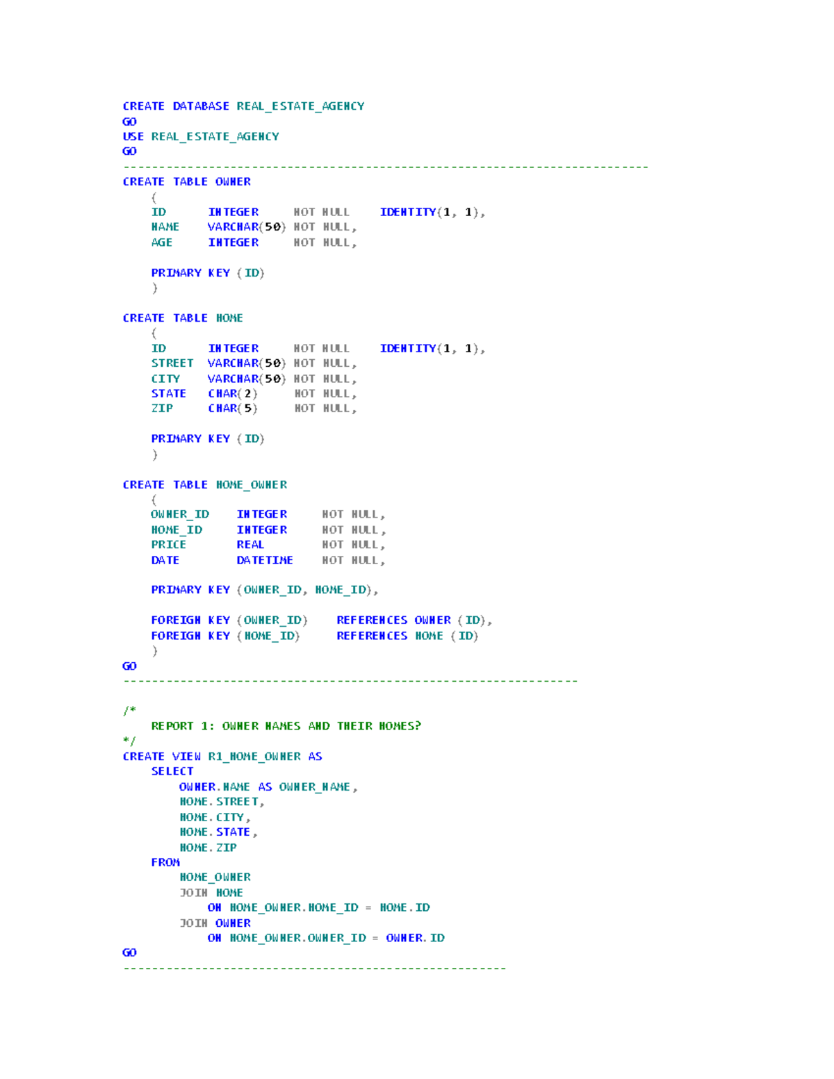 SQL Example 03: Real Estate Agency Database Queries and Reports - Studocu