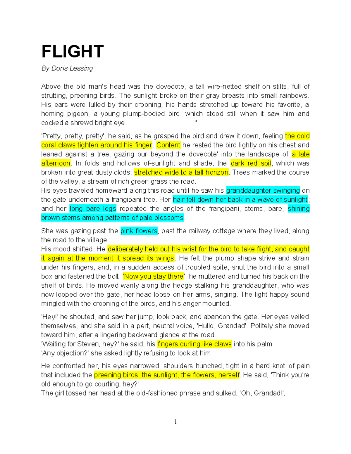 Week 5 Reading: Flight Analysis of Doris Lessing's Story - Studocu