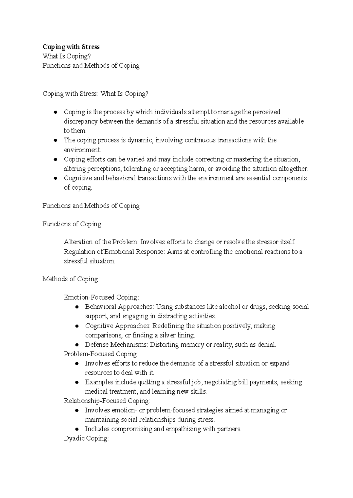 Health Psych 101: Chapter 5 - Coping with Stress Notes - Studocu