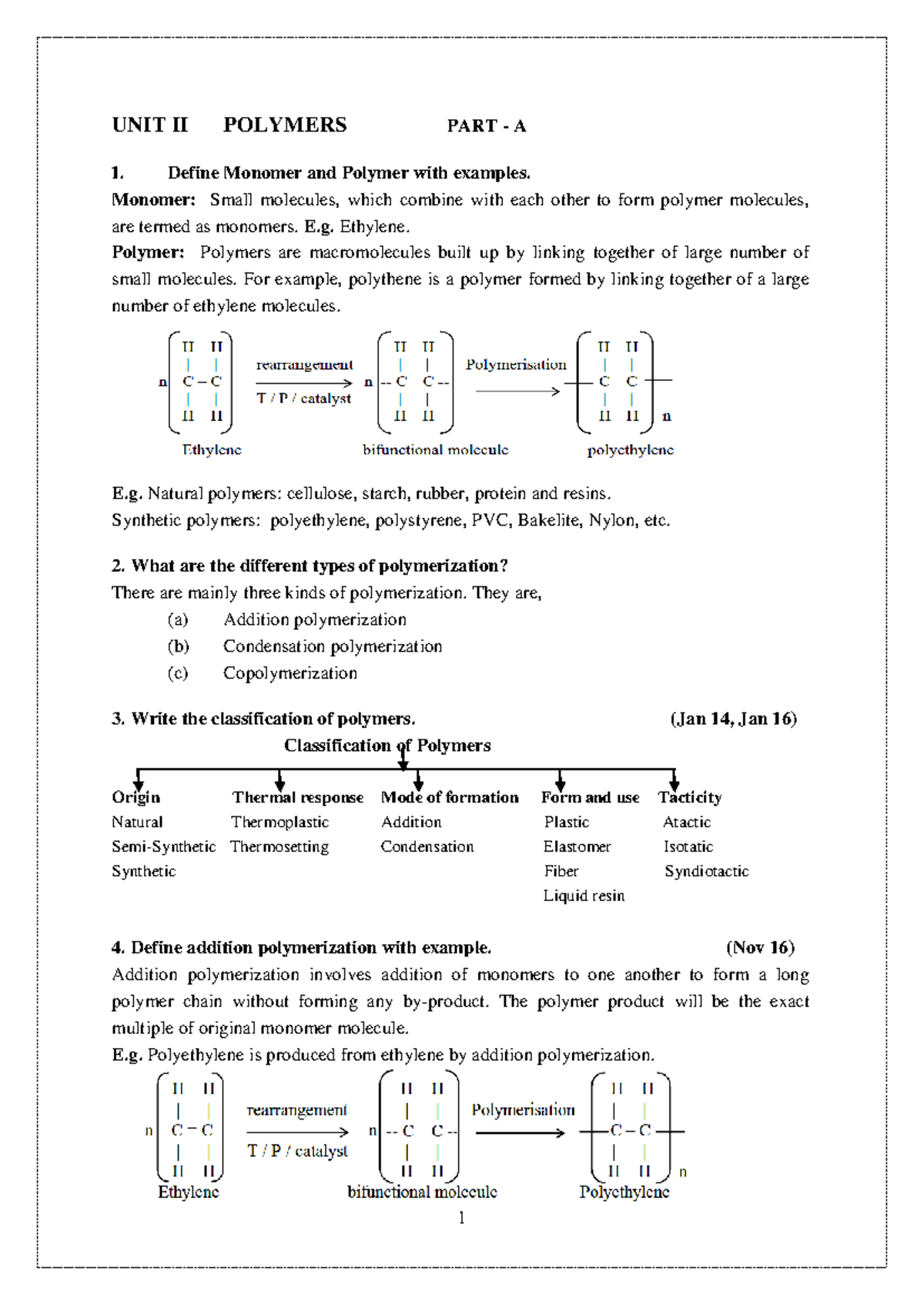 POLYMERS UNIT-2 STUDY SUMMARY AND KEY CONCEPTS - Studocu