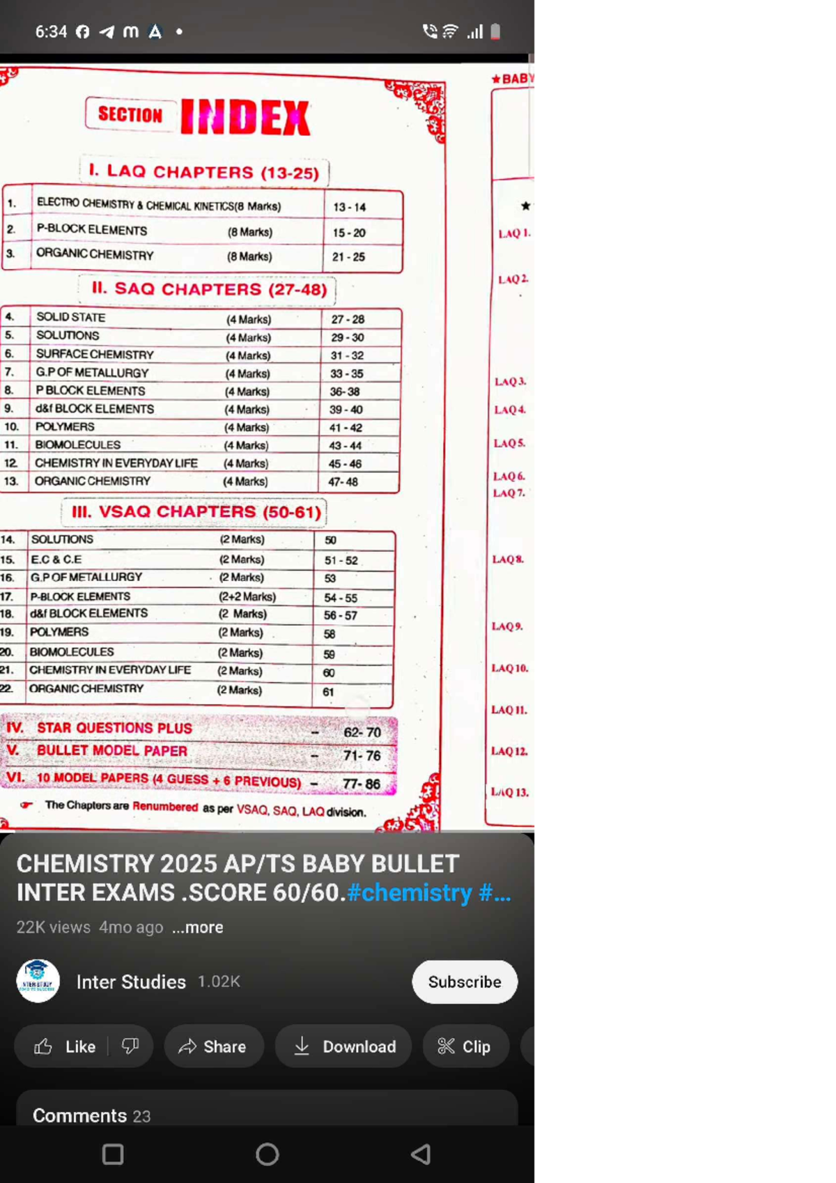 Chemistry 2025 BA Final Exam Index: LAQ, SAQ, VSAQ Topics - Studocu