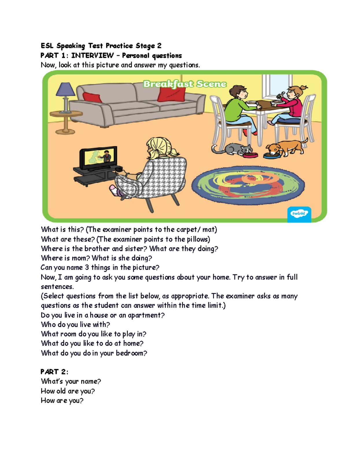 Stage 2 Speaking Test Practice-2 - ESL Speaking Test Practice Stage 2 ...