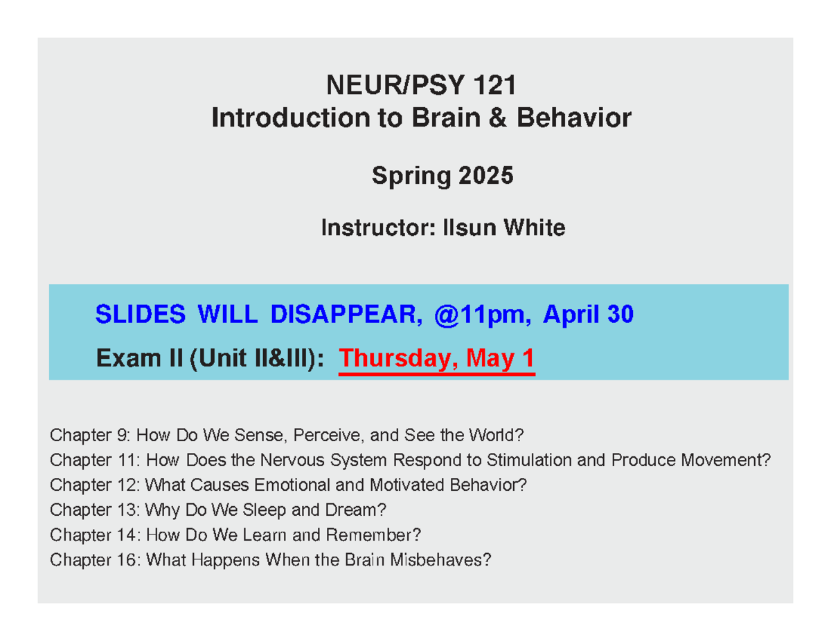 NEUR/PSY 121: Exam II Study Guide on Mood Disorders & Brain Behaviors ...